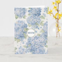Tarjeta de Mamá Floral Hortensia Azul Regalo Elega