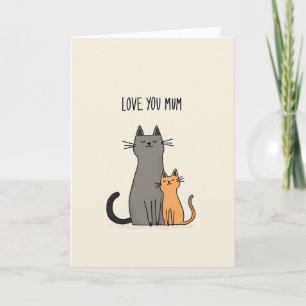Tarjeta de Mamá Gata Naranja y Gris