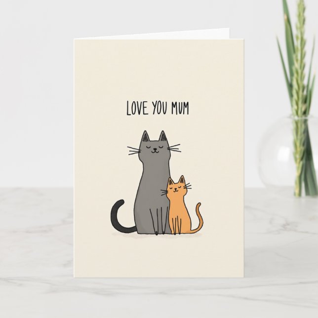 Tarjeta de Mamá Gata Naranja y Gris (Anverso)