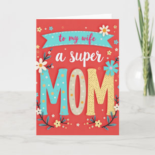 Tarjeta de Mamá Madre Verde Azul y Rosa