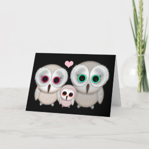 Tarjeta de Mamá Papá Bebé Búho para Baby Shower