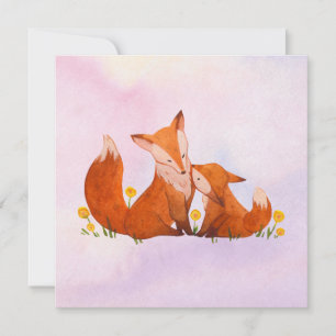 Tarjeta de mamá y de zorro de bebé