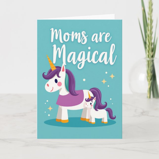 Tarjeta de Mamás de Unicornios Mágicos (Anverso)