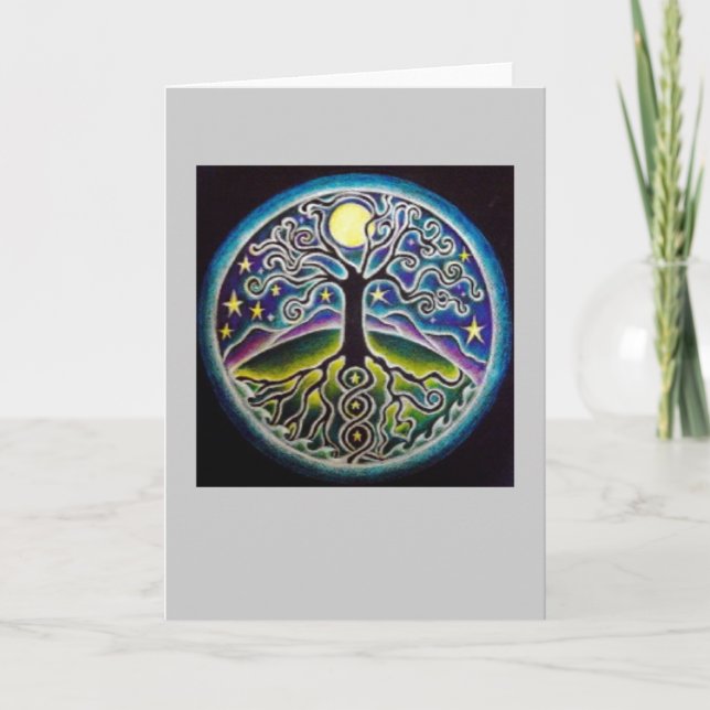 Tarjeta de Mandala para un árbol de la luna llena  (Anverso)