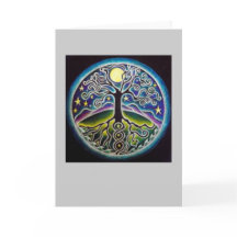 Tarjeta de Mandala para un árbol de la luna llena 