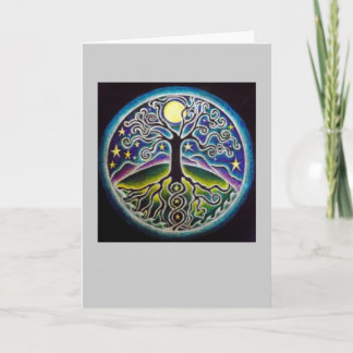 Tarjeta de Mandala para un árbol de la luna llena 
