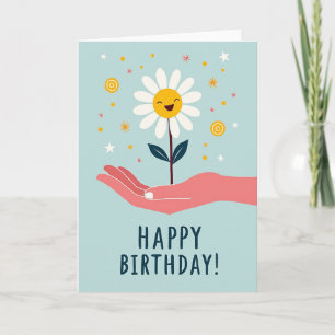Tarjeta de mano floral alegre