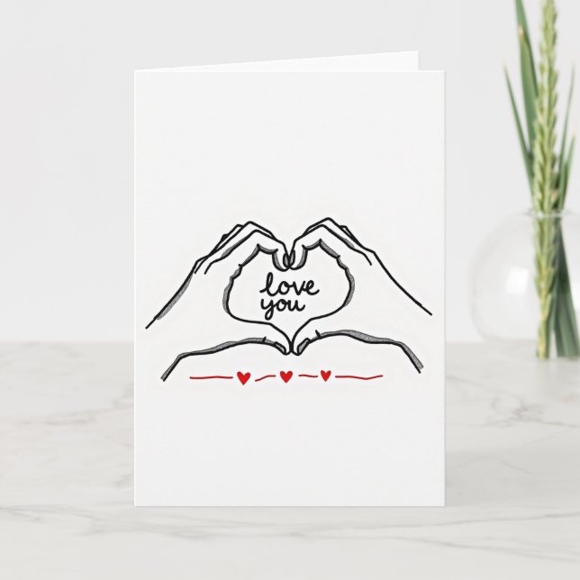 Tarjeta de Manos Corazón Te Amo (Anverso)