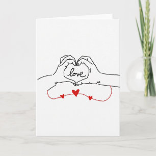 Tarjeta de manos juntas corazón amor