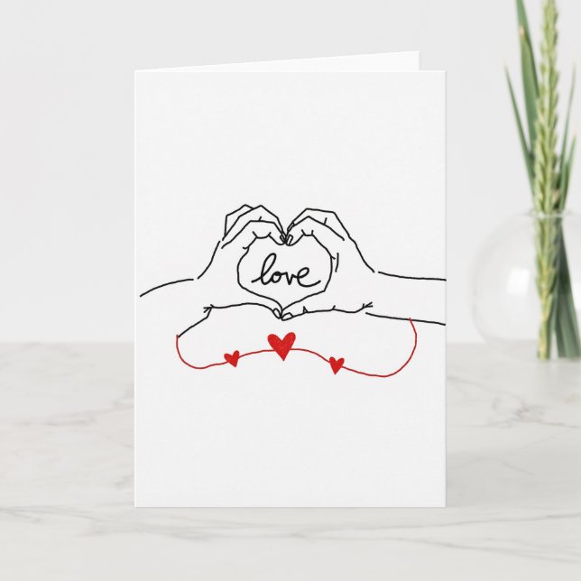 Tarjeta de manos juntas corazón amor (Anverso)