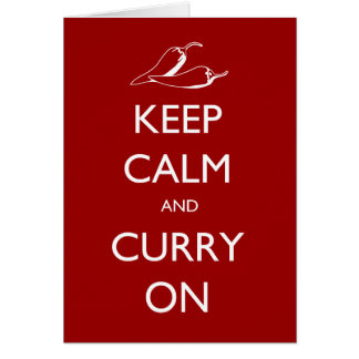 Tarjeta de 'Mantener la calma y el curry encendido