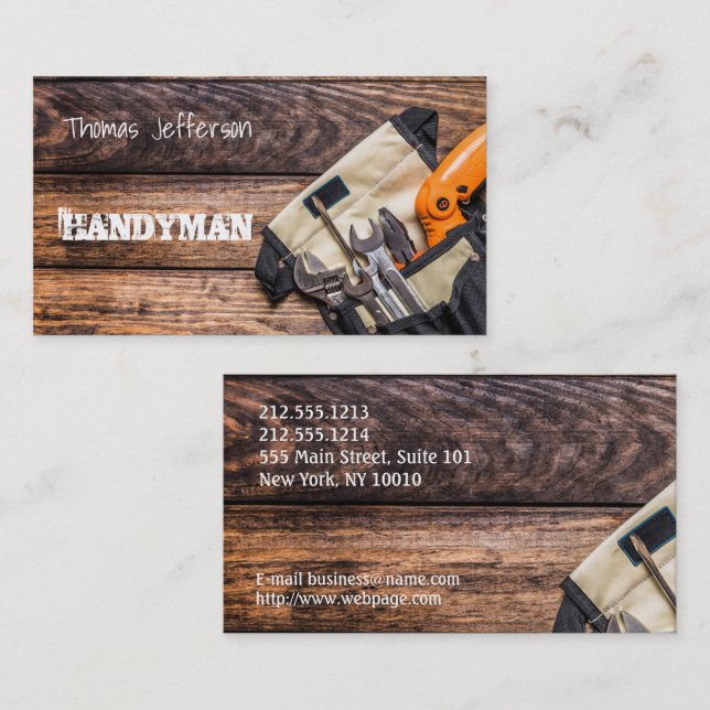 Tarjeta de mantenimiento de Handyman (Anverso / Reverso)