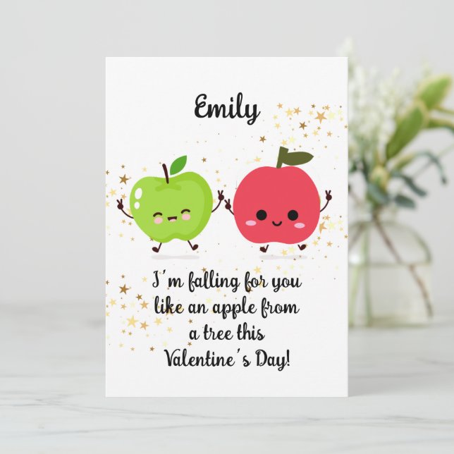 Tarjeta de manzana del día de San Valentín (Anverso de pie)