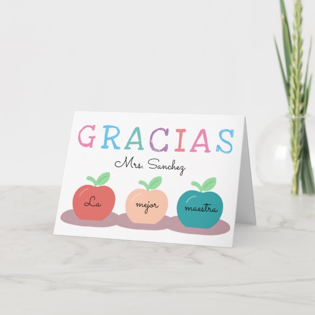 Tarjeta de manzanas para profesores/maestras españ (Anverso)