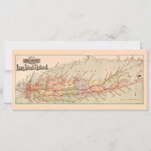 Tarjeta de Mapa Antiguo de Long Island
