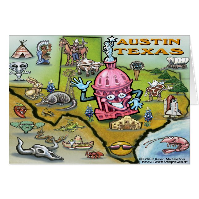 Tarjeta de mapa de Austin TEXAS (Anverso (Horizontal))
