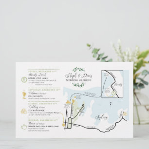 Tarjeta de mapa de bienvenida de día de bodas AUS