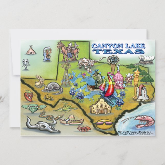 Tarjeta de mapa de Canyon Lake TEXAS (Anverso)