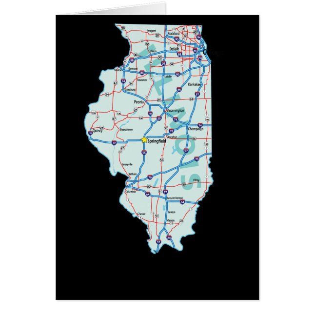 Tarjeta de mapa de Illinois (Frente)