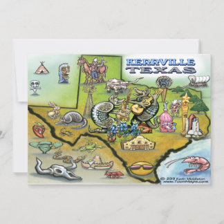 Tarjeta de mapa de Kerrville TEXAS