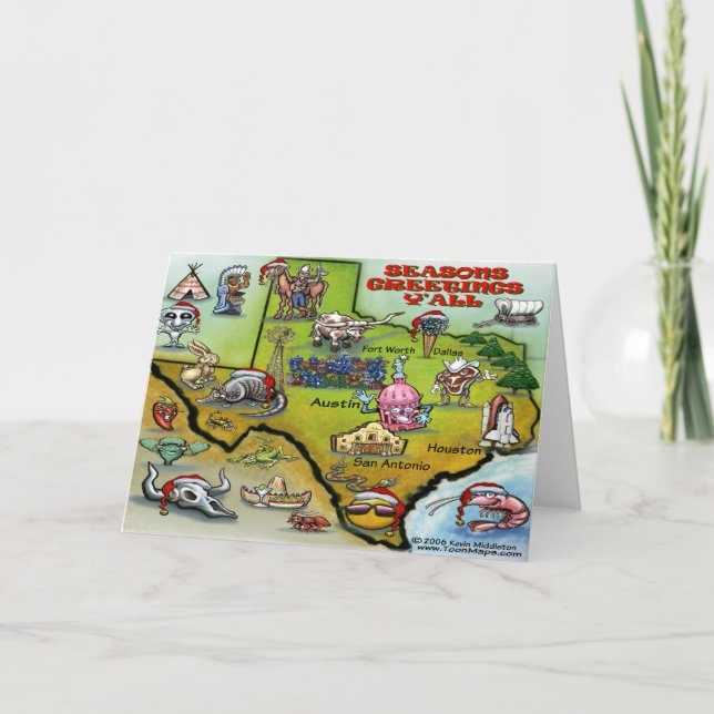 Tarjeta de mapa de Navidades de TEXAS (Anverso)