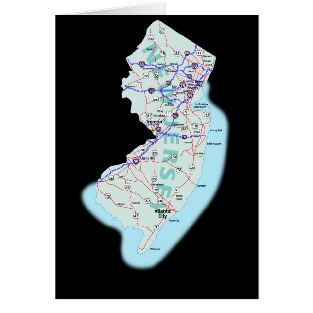 Tarjeta de mapa de Nueva Jersey (Frente)