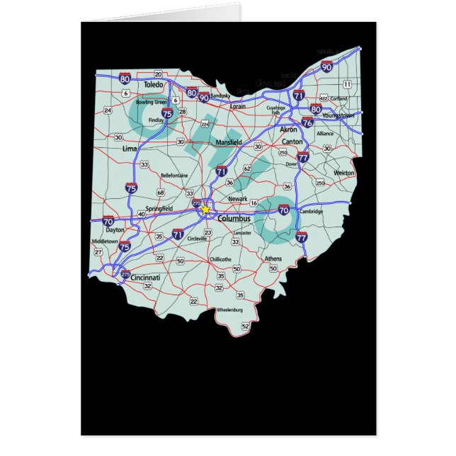 Tarjeta de mapa de Ohio (Frente)