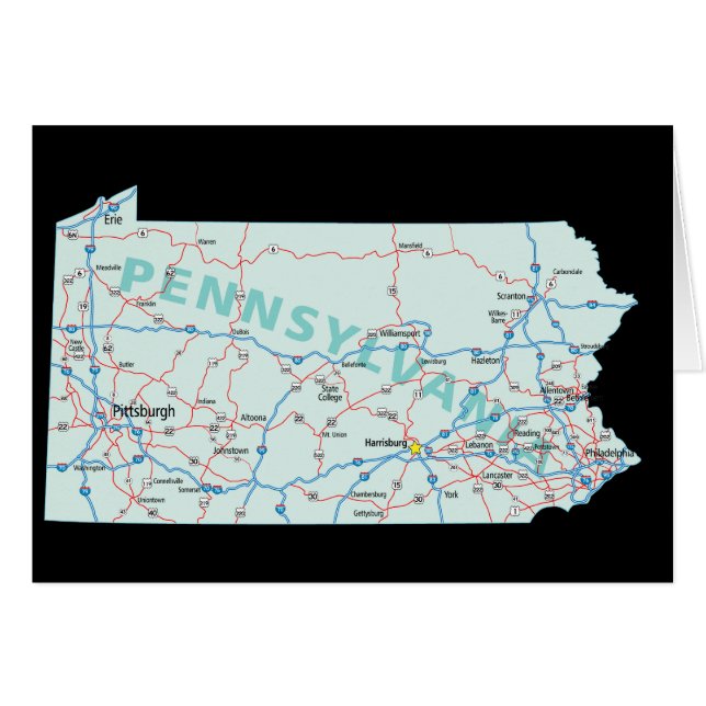 Tarjeta de mapa de Pennsylvania (Anverso (Horizontal))