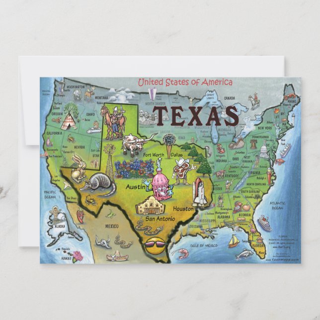 Tarjeta de mapa de USA TX (Anverso)