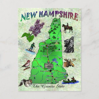 Tarjeta de mapa del estado de Nuevo Hampshire