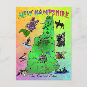 Tarjeta de mapa del estado de Nuevo Hampshire