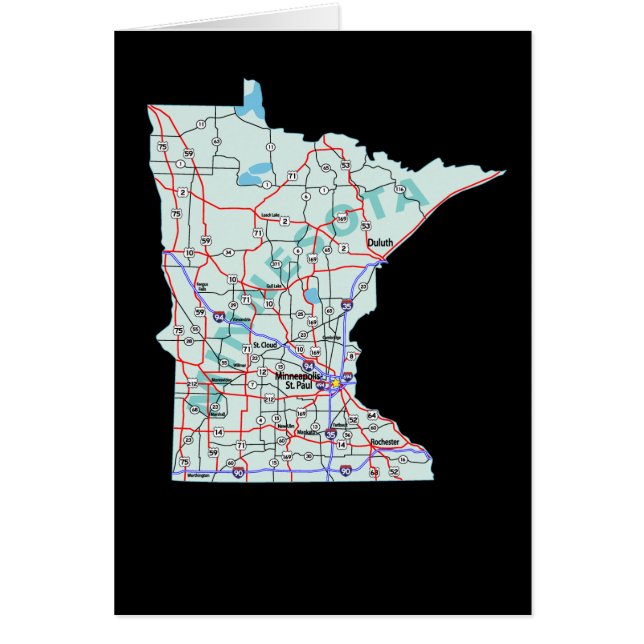 Tarjeta de mapa interestatal de Minnesota (Frente)