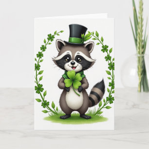 Tarjeta de Mapache con Bufanda a Rayas