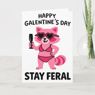 Tarjeta de mapache de Galentines Feral