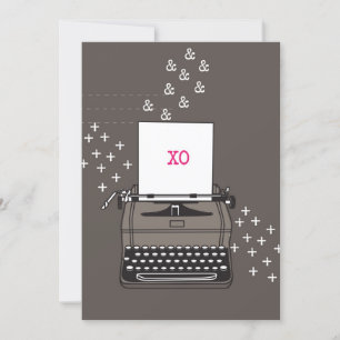 Tarjeta de máquina de escribir - Abrazos y besos