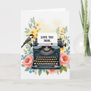 Tarjeta de Máquina de Escribir Amor Floral Para Ma