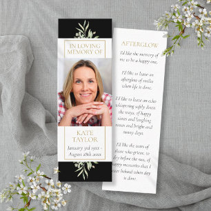 Tarjeta de marcador de funeral con poema conmemora