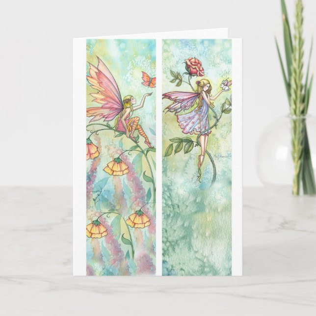 Tarjeta de marcador Fairy Butterfly y Bunny (Anverso)