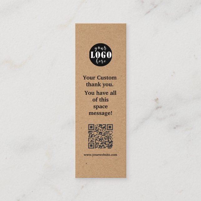 Tarjeta de marcadores de papel Kraft simple (Anverso)