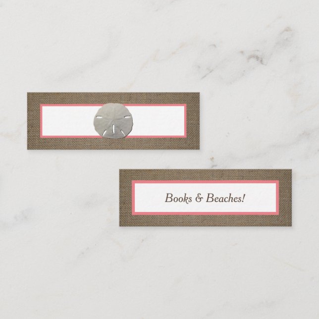 Tarjeta de marcadores Sand Dollar & Burlap (Anverso / Reverso)