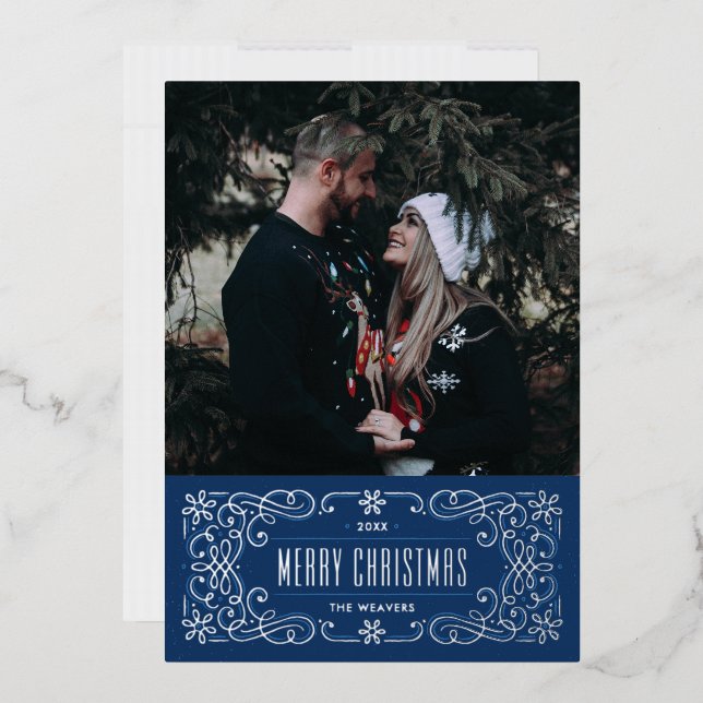 Tarjeta de marco con flor de copo de nieve de Reli (Sobre)