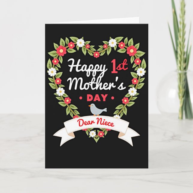 Tarjeta de Marco de Corazón Floral (Anverso)