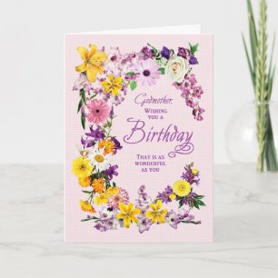 Tarjeta de marco de flor de cumpleaños Godwoman