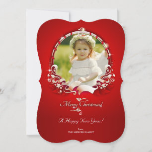 Tarjeta de Marco de Foto de Navidad Alegre Roja