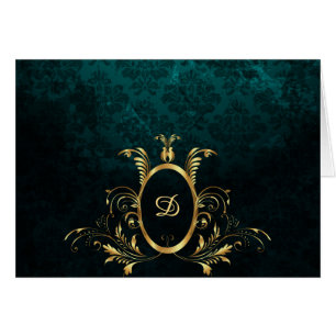 Tarjeta de marco de oro Damask de lujo personaliza