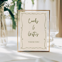 Tarjeta de marco dibujada por mano verde oliva