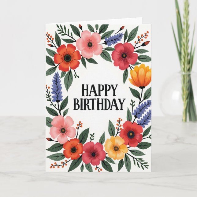 Tarjeta de Marco Floral Alegre (Anverso)