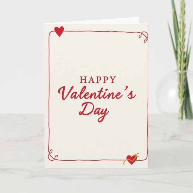 Tarjeta de Marco Simple de San Valentín con Acento (Anverso)