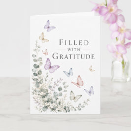 Tarjeta de mariposa de gratitud de acuarela elegan