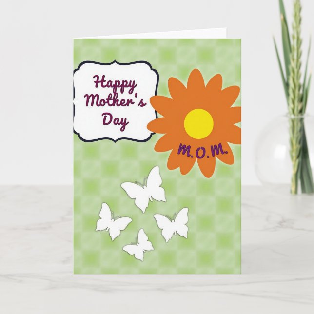 Tarjeta de Mariposa de Mamá Alegre (Anverso)